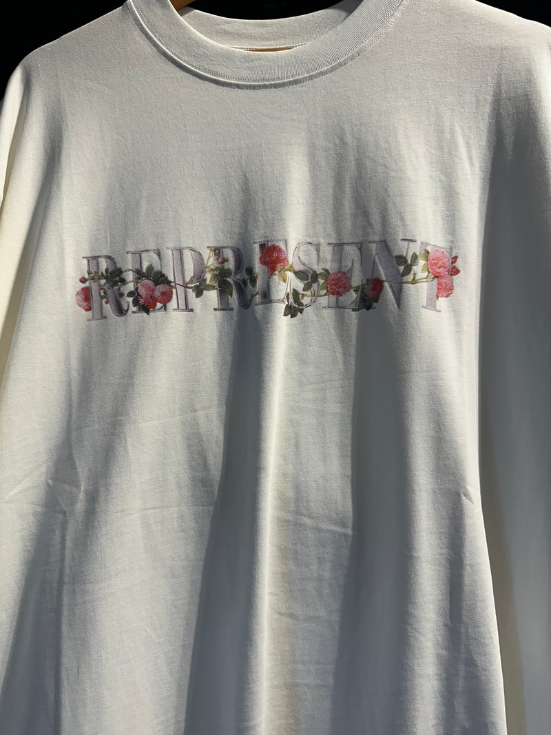 Camiseta REPRESENT Logo Costas Floral Branco - Pronta Entrega