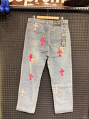 Calça Jeans Chrome Hearts Cruz Pink - Pronta Entrega
