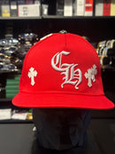 Boné Chrome Hearts Cross Patch Baseball Hat Red - Pronta Entrega