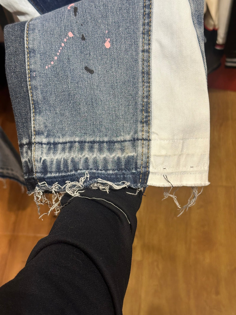 Calça Gallery Dept. Jeans Flare Clara com Respingos de Tinta - Pronta Entrega