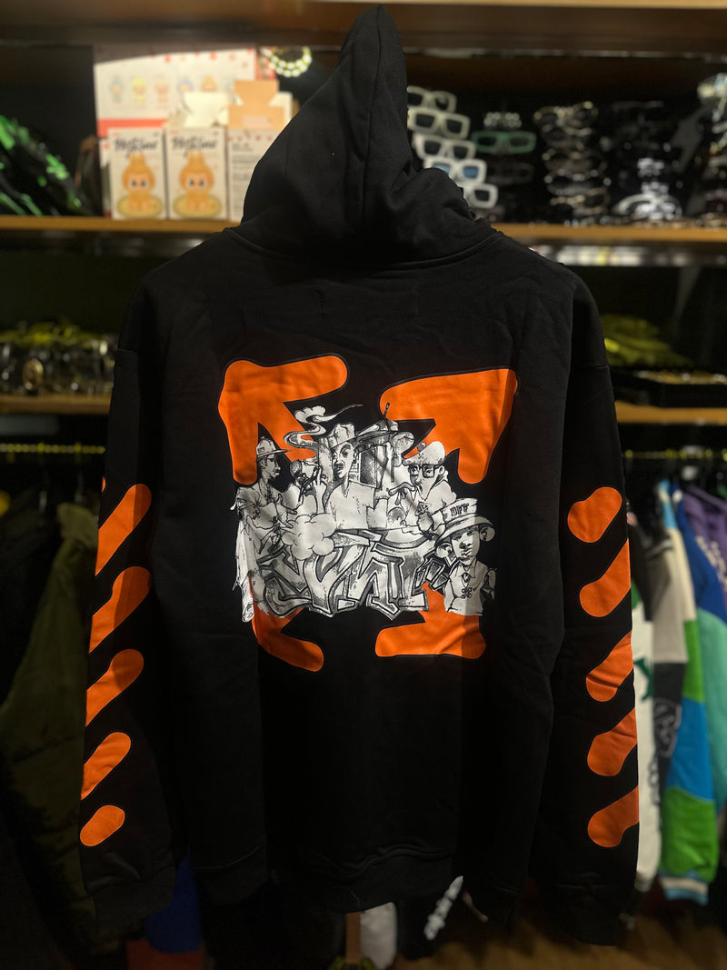 Moletom Com Gorro Off-White Black/Orange - Pronta Entrega