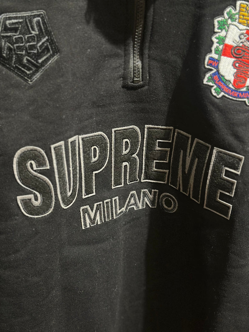 Jaqueta Supreme Pullover Half Zip Milano Preta - Pronta Entrega