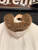 Moletom Balenciaga Branco Gorro Felpudo Marrom Branco de Inverno - Pronta Entrega