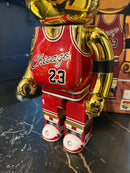 Bearbrick Chicago Bulls 23 Michael Jordan  NBA Dourado 400% Medicom Toy Boneco Colecionável 28cm - Pronta Entrega