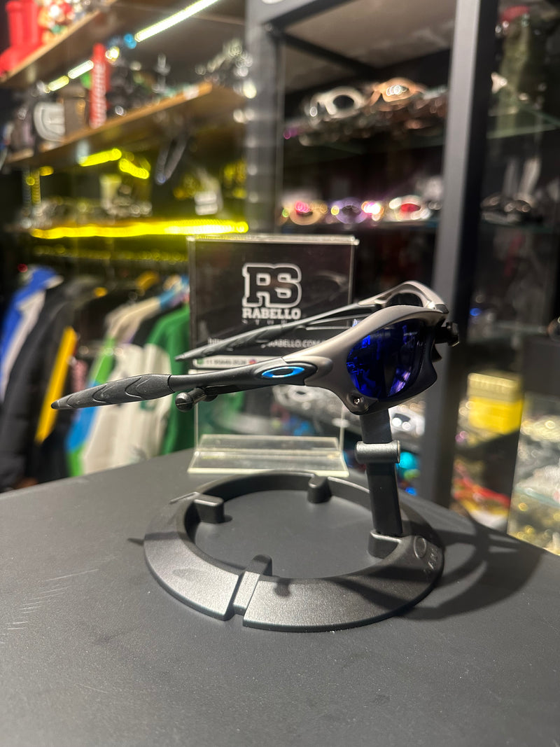 Óculos Oakley Splice Black Silver Lente Azul - Pronta Entrega