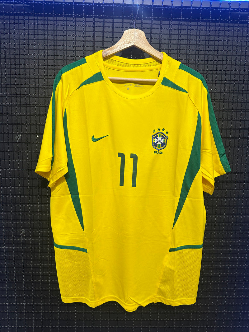 Camiseta Nike Retrô Seleção Brasileira 2002 Ronaldinho #11 - Pronta Entrega