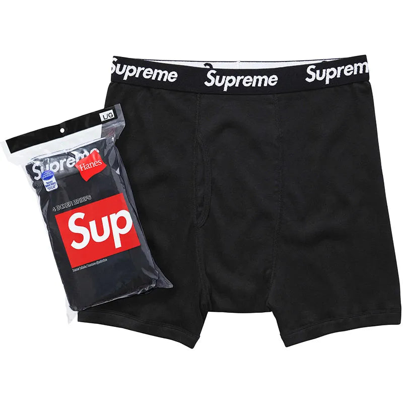Supreme X Hanes Pack 3 Unidades "Boxer Briefs" Preto - Pronta Entrega