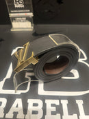 Cinto Louis Vuitton Initiales Black Logo Gold 125 CM  - Pronta Entrega