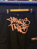 Calça Sarja Minus Two Preto Logo Rosa - Pronta Entrega
