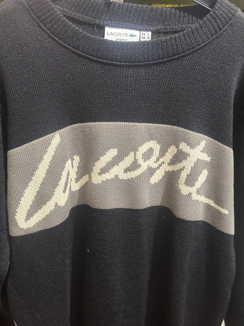 Suéter Lacoste Preto/Cinza - Pronta Entrega