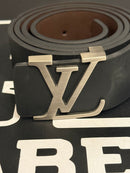 Cinto Louis Vuitton Initiales Black Logo Silver - Pronta Entrega
