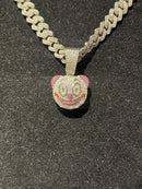 Corrente Cravejada Pingente Clown Em Zicornia Cubica Prata 40 CM - Pronta Entrega