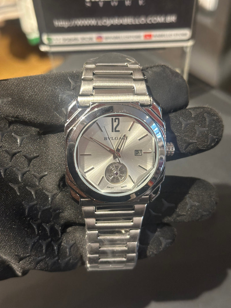 Relógio Bvlgari Silver Fundo Branco - Pronta Entrega