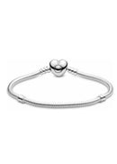 Bracelete Pandora Moments com Fecho De Coracao Prata - Pronta Entrega