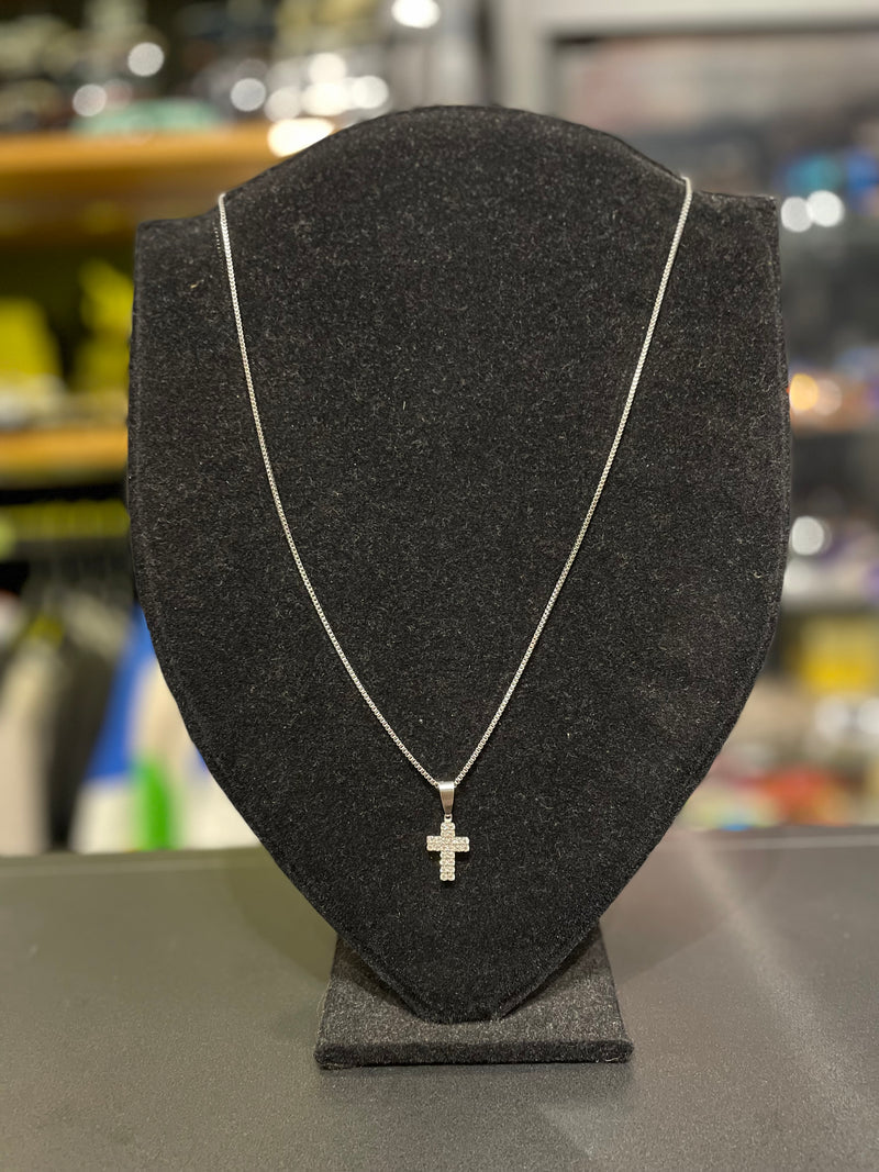 Colar Aço Slim com Crucifixo Cravejado 60 CM - Pronta Entrega