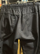 Calça Cargo Sarja Preta Sem Punho - Pronta Entrega