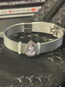 Pulseira Prata Ajustável Pingente Gota - Pronta Entrega