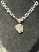 Corrente Cravejada Pingente XXXTENTACION Em Zicornia Cubica Prata 45 CM - Pronta Entrega