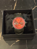 Relógio Oakley GMT Black Fundo Vermelho - Pronta Entrega