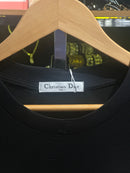 Camiseta Dior Logo Bordado Floral Preta - Pronta Entrega
