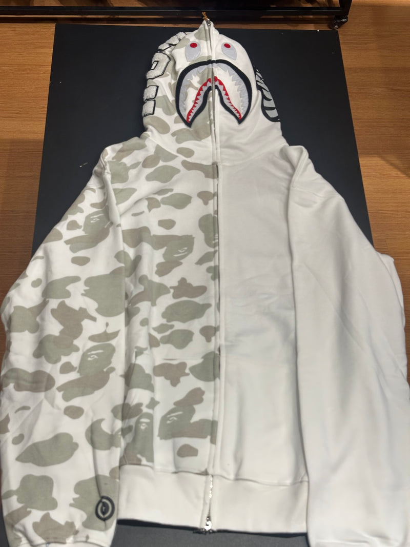 Jaqueta Bape Shark Half Camo White Full Zip - Pronta Entrega