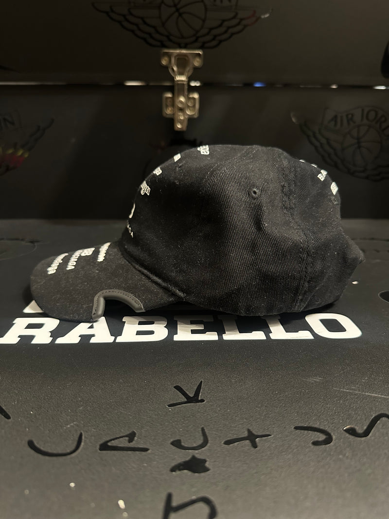 Boné Balenciaga Preto Aba Curva Cortada MultiLogo - Pronta Entrega