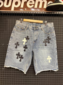 Short Chrome Hearts Jeans Cruz Black White - Pronta Entrega