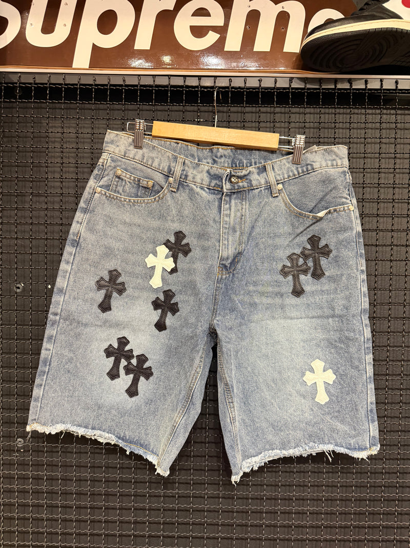Short Chrome Hearts Jeans Cruz Black White - Pronta Entrega
