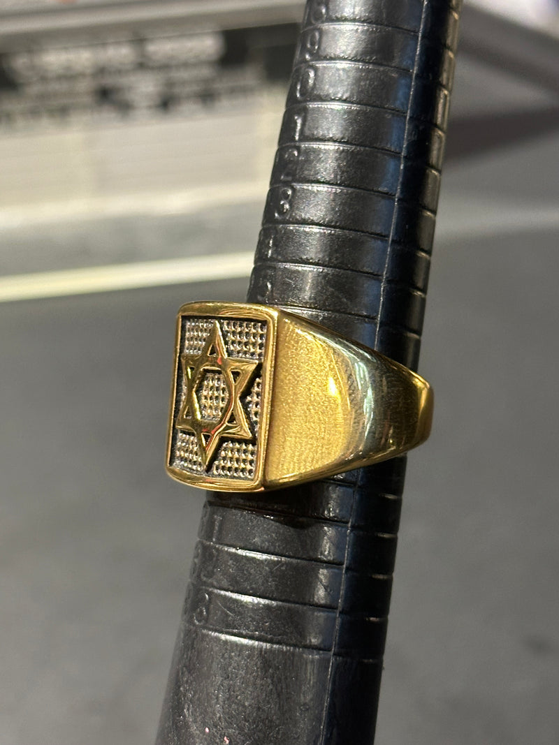 Anel Aço Inoxidável Dourado Estrela de Davi 30 CM - Pronta Entrega