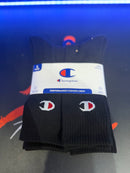 Meias Champion Pack 5 Uni Cano Alto Preto - Pronta entrega