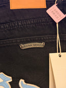 Calça Jeans Preta Chrome Hearts Cross White/Blue - Pronta Entrega