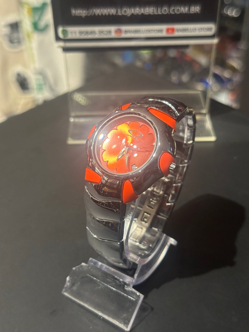 Relógio Oakley Blade II Silver Fundo Vermelho - Pronta Entrega