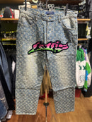 Calça Louis Vuitton “Graffiti Monogram” Jeans Claro - Pronta Entrega