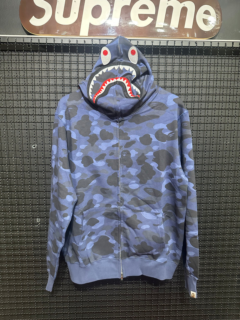 Jaqueta Bape Shark Camo Blue Full Zip - Pronta Entrega