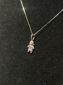 Corrente Feminina Prata Pingente Girl Red Stone Em Zicornia Cúbica 45 CM - Pronta Entregah