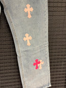 Calça Jeans Chrome Hearts Cruz Pink - Pronta Entrega