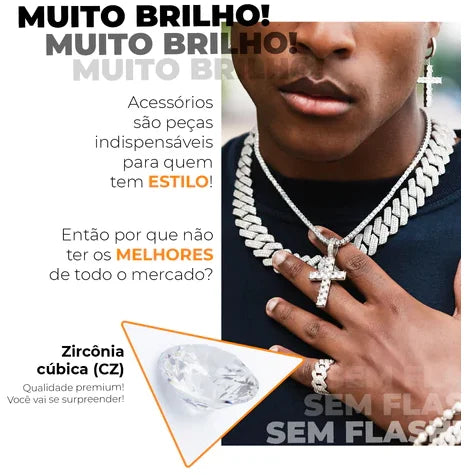 Corrente Ice Cravejada em Zircônia Cúbica 8mm - Pronta Entrega