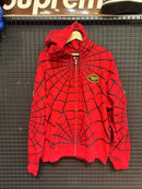 Jaqueta Vanson Leathers x Supreme Moletom Spider-Man Zip Up Hooded Red SS26-W14 - Pronta Entrega
