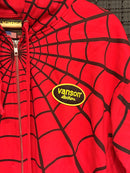 Jaqueta Vanson Leathers x Supreme Moletom Spider-Man Zip Up Hooded Red SS26-W14 - Pronta Entrega