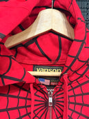 Jaqueta Vanson Leathers x Supreme Moletom Spider-Man Zip Up Hooded Red SS26-W14 - Pronta Entrega