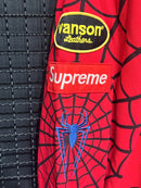 Jaqueta Vanson Leathers x Supreme Moletom Spider-Man Zip Up Hooded Red SS26-W14 - Pronta Entrega