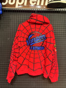 Jaqueta Vanson Leathers x Supreme Moletom Spider-Man Zip Up Hooded Red SS26-W14 - Pronta Entrega