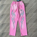 Calça Hellstar Flame Sweatpants Pink/Silver - Encomenda