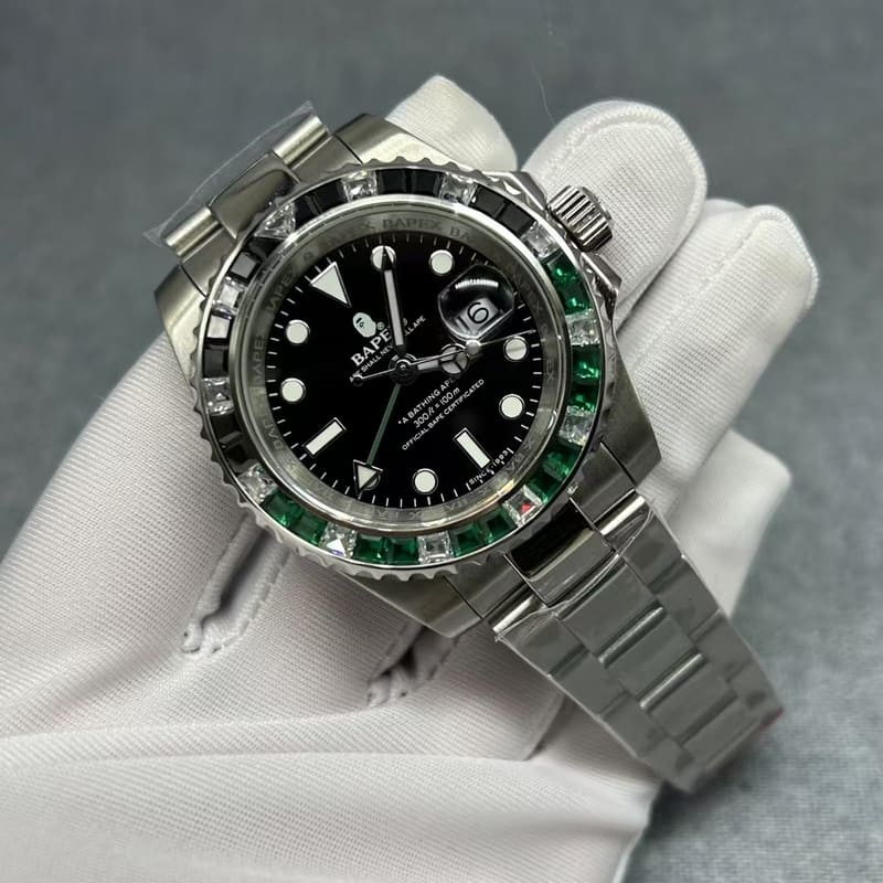 Relógio A Bathing Ape Bapex Type 2 Crystal Stone Verde/Preto - Encomenda