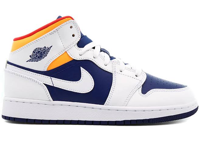 Jordan 1 Mid White Laser Orange Deep Royal Blue - Encomenda