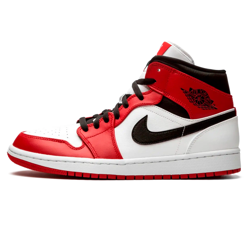 Tênis Air Jordan 1 Mid Feminino "Chicago White Heel" Vermelho / Branco - Encomenda