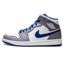 Tênis Air Jordan 1 Mid Masculino "True Blue" Cinza / Azul - Encomenda