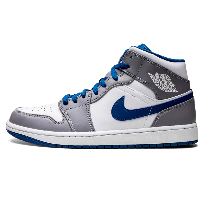 Tênis Air Jordan 1 Mid Masculino "True Blue" Cinza / Azul - Encomenda