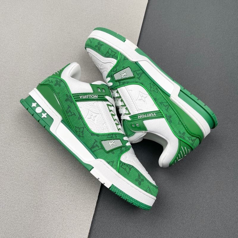 Louis Vuitton Trainer Green Monogram Denim White - Encomenda