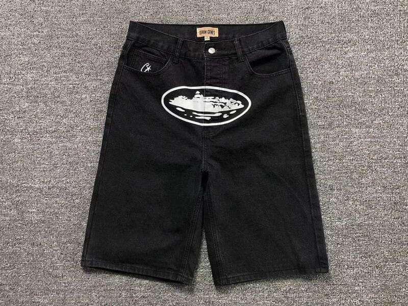 Shorts Corteiz Alcatraz Denim Washed Black - Encomenda